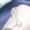 Tassel Lotus Ring New Chinese Jewelry Accessories Fashion Open Adjustable Design Flower Finger Ring Silver Flower Bud Lotus Ring