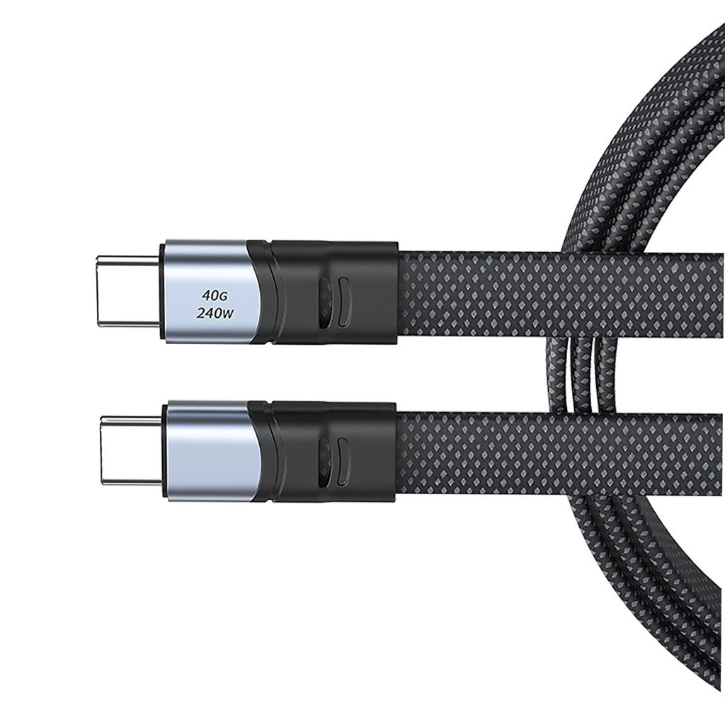 240W USB C to USB C Charging Cable Flat Nylon Cord Data Sync Charging Cord Efficient Type C Cord Fast For Phone 15 Pad