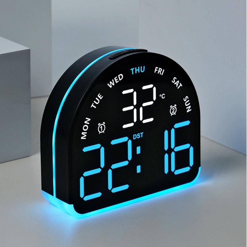 Electronic LED Clock with Ambient Light Adjustment Multiple Alarm Options and Dual Celsius/Fahrenheit Temperature Display