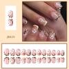 Square Press On Nail Flower Fake Nail Stick On Nail In 12 Sizes,24 Pcs French Nail Tips for DIY Nail Art Decorations