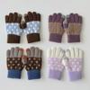 3-8Y Baby Gloves Cold Resistant Half Finger Gloves New Children's Winter Gloves  Boys Girls