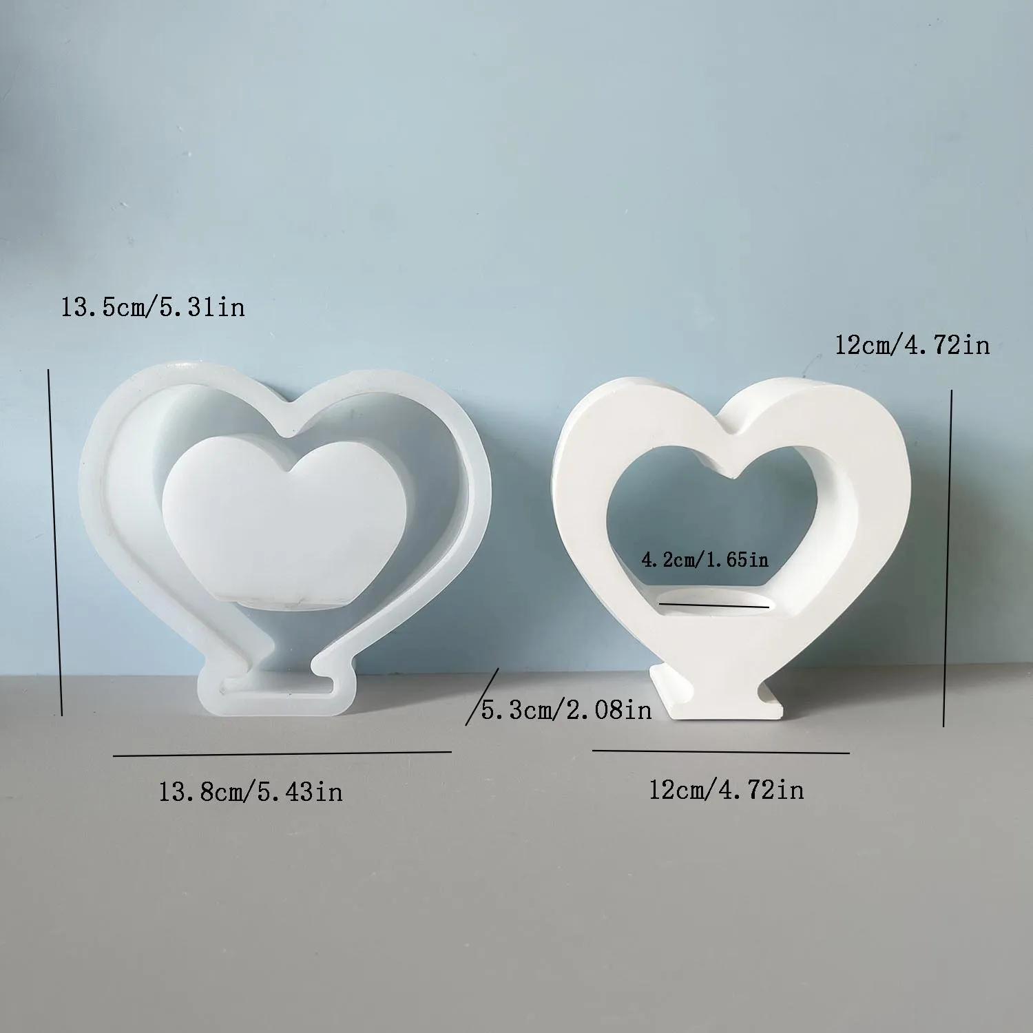Heart-shaped Tea Lamp Candlestick Silicone Mold Heart-shaped Decorative Item Gypsum Mold Valentine s Day Gift