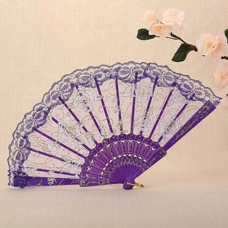 New Style Rose Lace Women's Folding Fan, Dance Fan, High-End Women's Fan, Gift Fan for Weddings