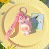 Farm Plush Colorful Animal Keychain Cute Resin Key Ring Accessory In Orange Blue Pink