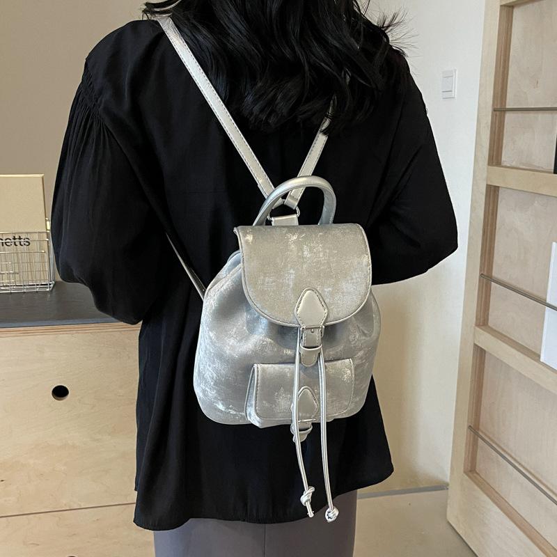 Fashion bag women's new simple retro college style backpack casual texture portable small backpack