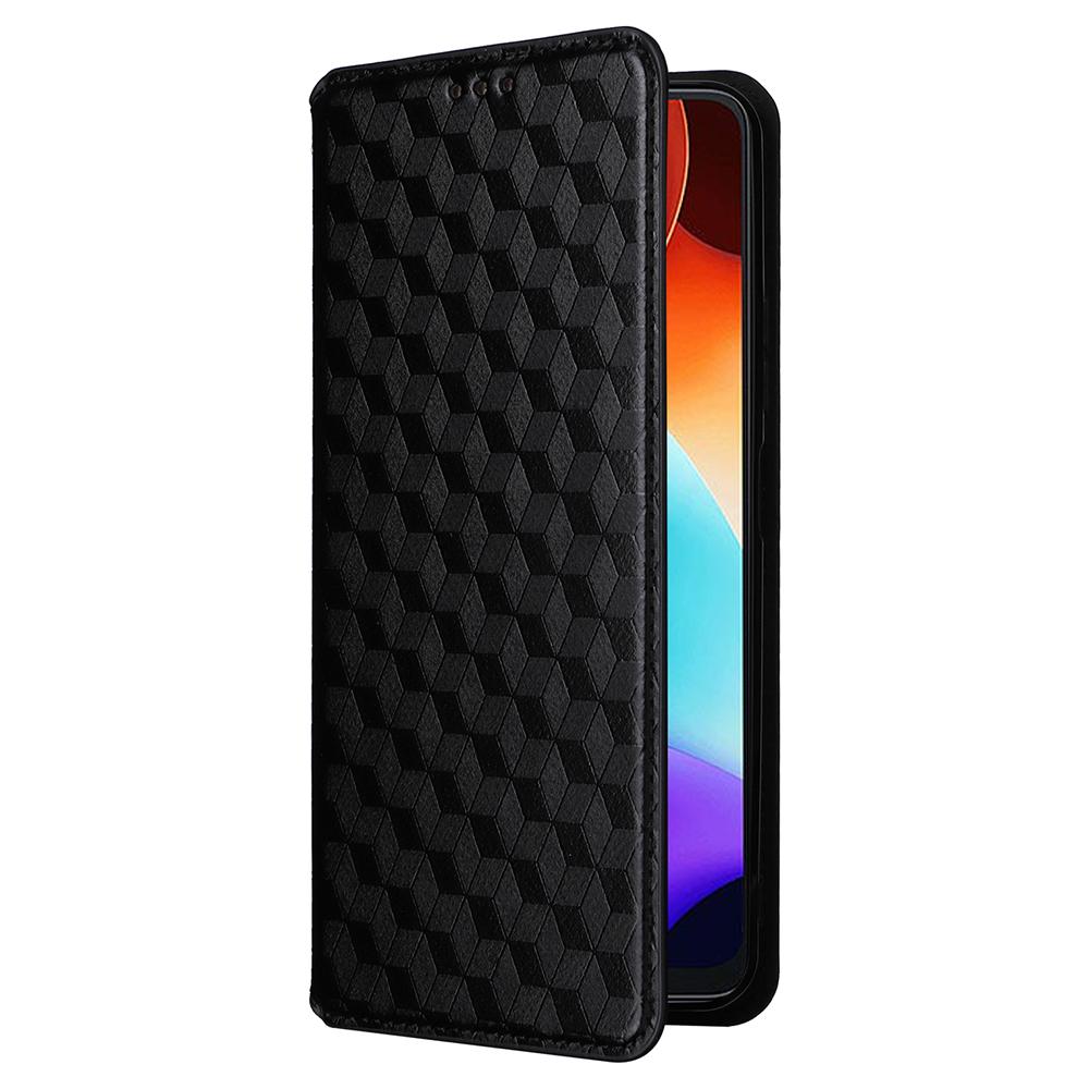 For Blackview Color 8 Magnetic Closure Phone Case Rhombus Imprinted Wallet Card Holder Cover