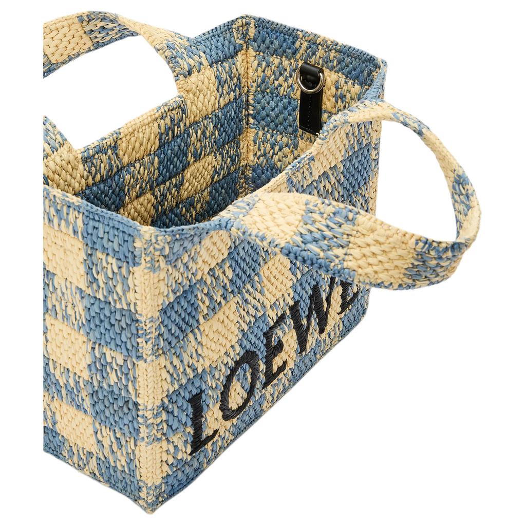 Loewe Small Font Tote Bag Natural/Light Blue Women Tote_bags Tan ALF1B59X16-2238
