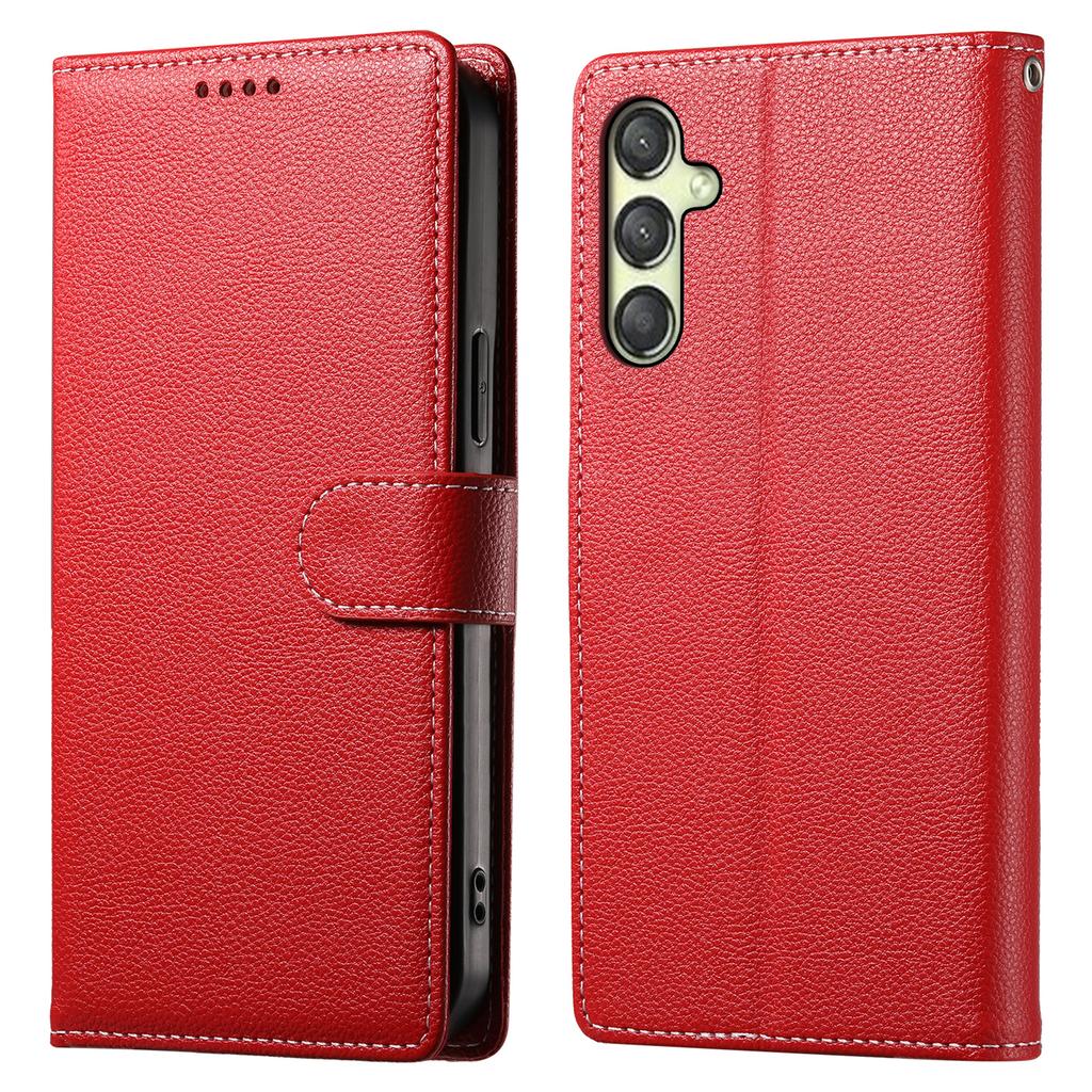 DF-012 For Samsung Galaxy A25 5G (Global) (161.0 X 76.5 X 8.3mm) Case Litchi Texture Leather Wallet Stand Phone Cover
