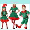 Festliches grünes Elfen-Weihnachtsmann-Kostüm für Erwachsene und Kinder Perfekt für weihnachtliche Familienfeiern