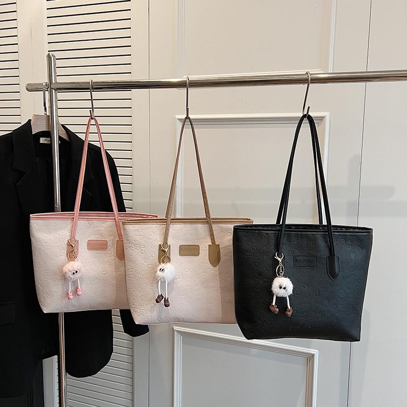 Textured Faux Leather Tote Bag for Women, Spacious Handheld Shoulder Handbag, Stylish Commute Work Bag with Zipper Closure KTB