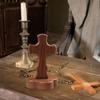 Natürliches Walnussholz Religiöses Stehkreuz Ornament mit abnehmbarem magnetischem Ständer Kirche Zuhause Ostern Glaube Handwerk