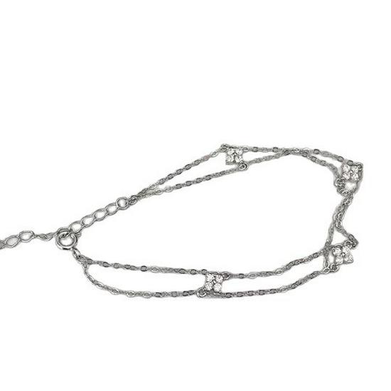 Twin Flowers S925 Silver Double-Layer Four-Leaf Zircon Bracelet - Exquisite & Elegant Gift for Girls