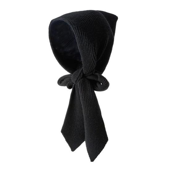 Women Hat Scarf Solid Color Soft Warm 2 In 1 Knit Scarf Hat Versatile