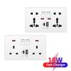 White UK Standard 13A USB Wall Socket Panel,Universal 18W Type-c Quick Charge Socket Plug,Wall Light Switch Electrical outlet