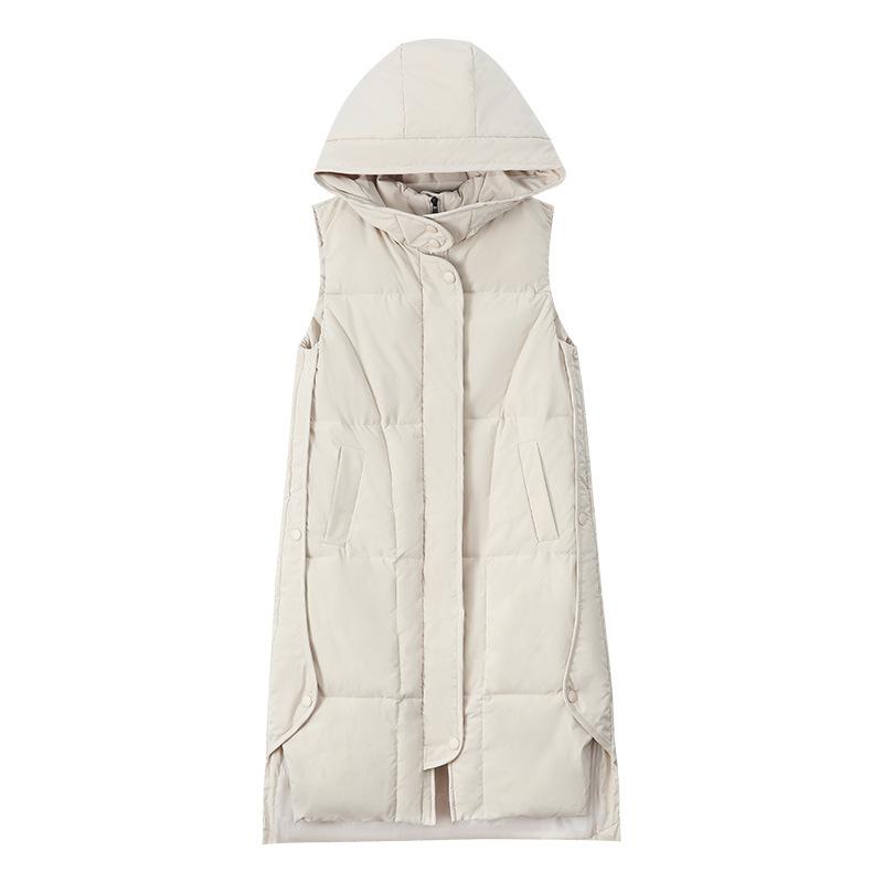 Autumn Winter Women's Solid Color Hooded Vest Loose Thickening Warm Women's Sleeveless Jacket