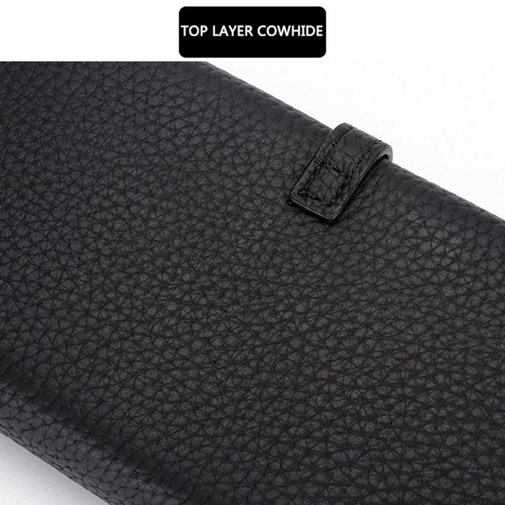 Long Genuine Leather Wallet Women's Folding Large Capacity Wallet New Soft Cowhide Women's Clutch Phone Holder Wallet