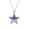 US Independence Day Rhinestone Flag Pendant Necklace - Red, White, Blue