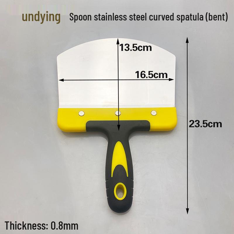 Stainless Steel Gray Curved Fan-Shaped Spatula and Putty Scraper with Thickened Handle - Free Shipping