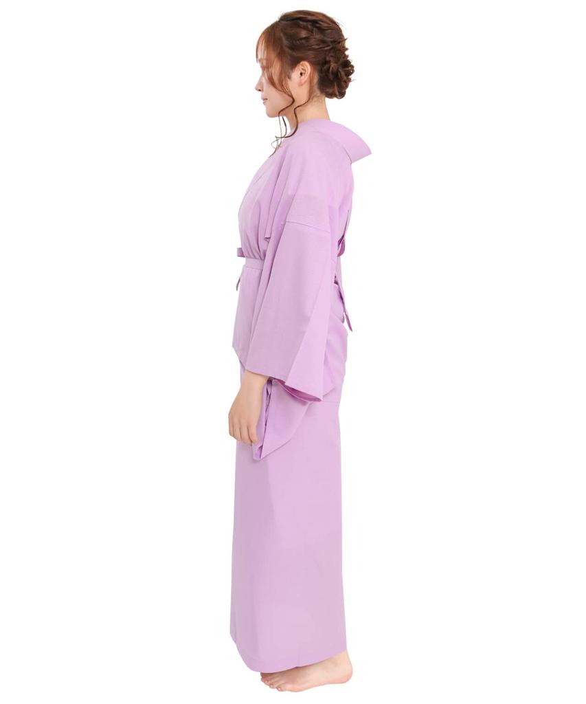 KYOETSU Cool Pass Summer Wear with Collar Size Women's Two-Piece Undershirt, Washable, (Compatible Stiffeners, Wisteria, L)