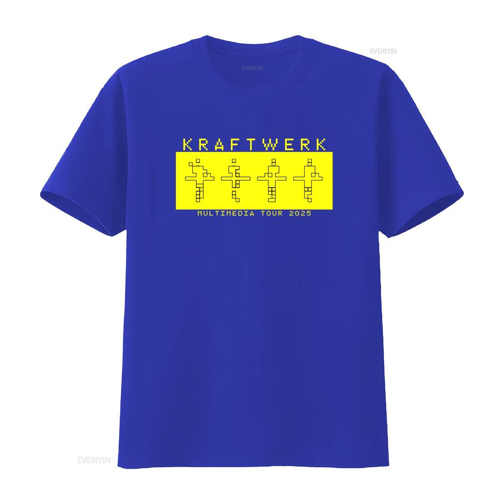 Kraftwerk Band Tour 2025 Yellow T Shirt Black Cotton Full Size S 5xl Vintage Unisex Designer Clothes Comfortable
