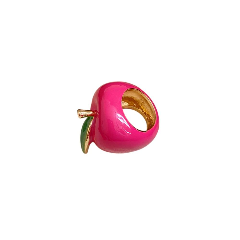 Korean Style Vintage Ring Flower Big Floral Ring Colorful Enamel Fruit Ring  Gifts for Women Girl