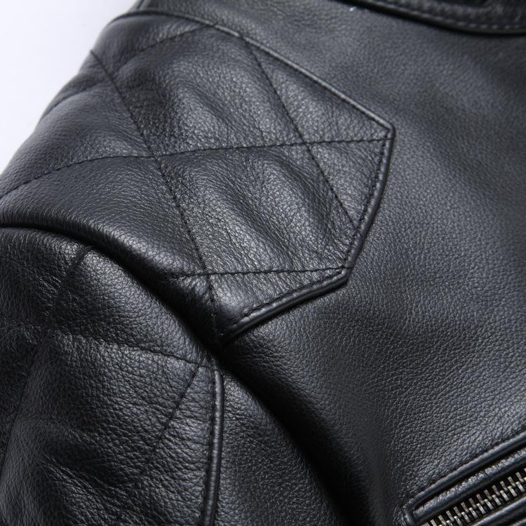 First-layer Cowhide Leather Jacket Slim-fit Stand-up Collar Genuine Leather Jacket Casual Jacket
