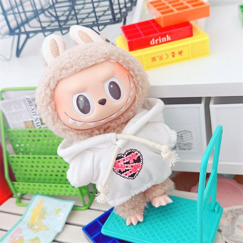 Pandantiv 17cm Păpușă Labubu Șal Poncho Haine Hanorac Drăguț Kawaii Body Costum Costum Păpușă Haine de Modă