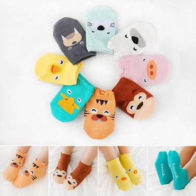 Kinder Cartoon Tier Baumwolle Unsichtbare Socken Rutschfeste Baby Kleinkind Bodensocken