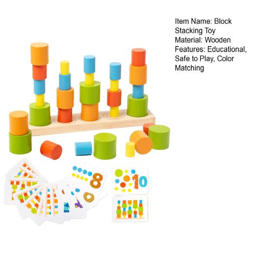 Holzbaustein Stapelspiel Vorschul-Lernen Balance-Stein Farbzuordnungsspiel Pädagogisch Jungen Mädchen Farbsequenz-Spiel
