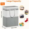1/2pc Grey Large Capacity Waterproof Cotton Linen Dirty Clothes Basket Simplified Clothes  Storage Box Foldable Storage Bag