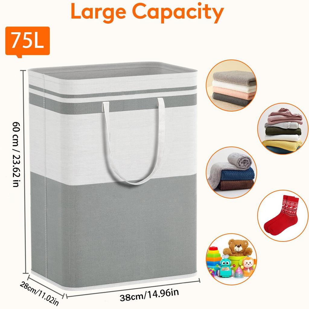 1/2pc Grey Large Capacity Waterproof Cotton Linen Dirty Clothes Basket Simplified Clothes  Storage Box Foldable Storage Bag