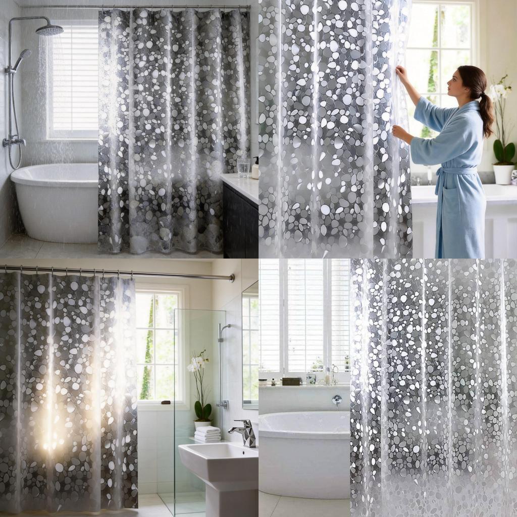 Minimalist Peva Shower Curtain With 3d Print Waterproof Moldproof For Bathroom Privacy