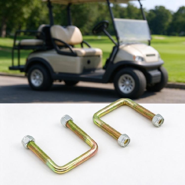 Golf Cart Replacement U-Bolt 1Pair with Metal Construction for Nut-Tightened Fastening during Installation and Golf Cart Maintenance