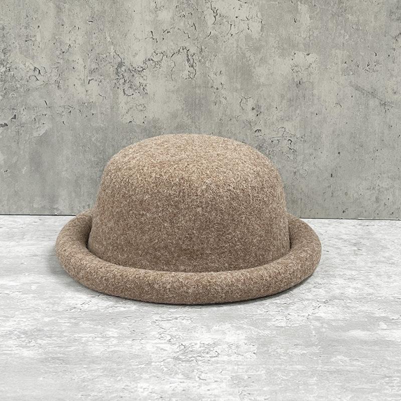 

Small Head Circumference French Wool Knitted Fisherman S Hat Children S Age-Reducing Temperament Top Hat Curled Thermal Basin Hat S（56-57cm）