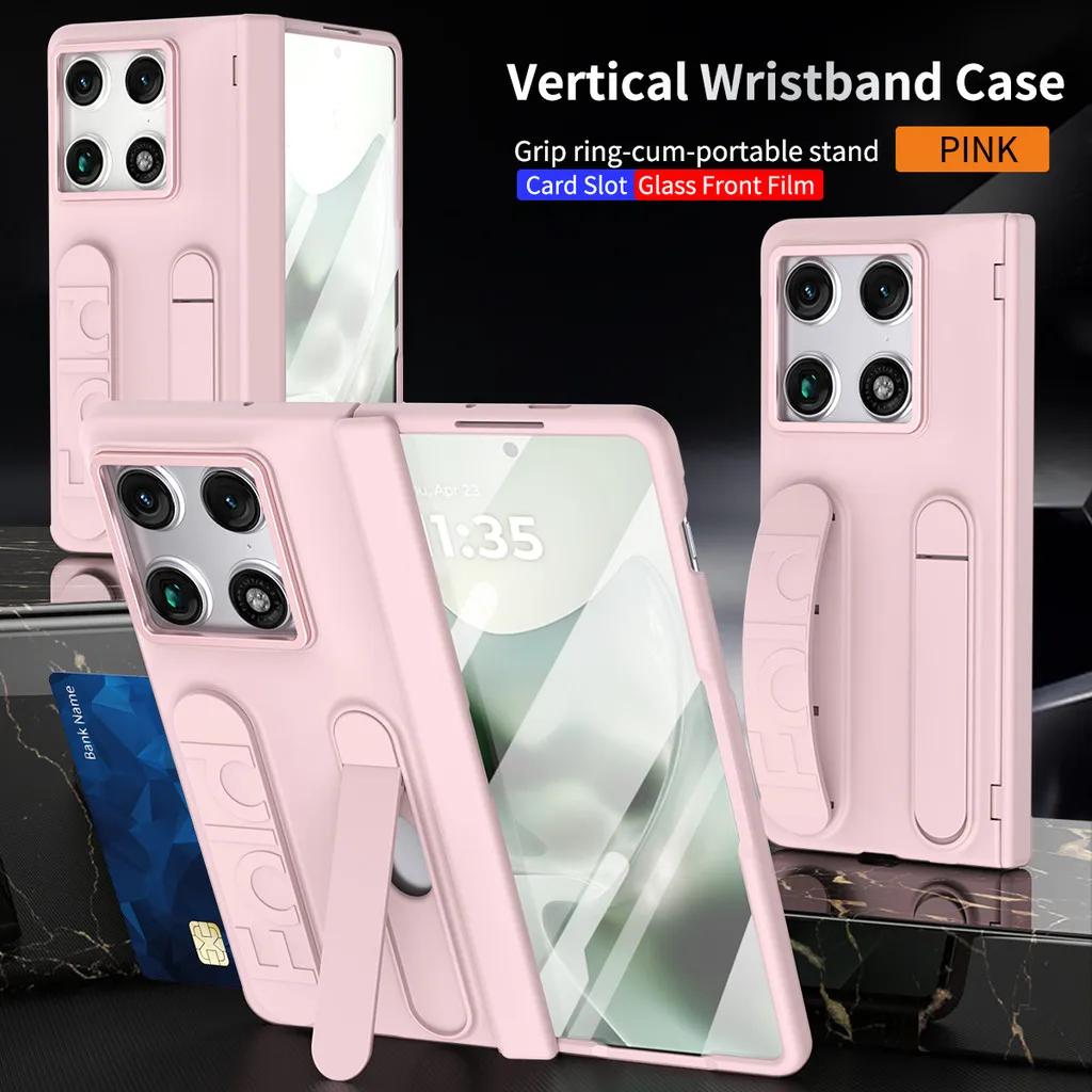 Wristband Holder Hinge Card Slot Phone Case For Motorola Razr Fold With Pen Slot & S Pen Screen Protector Film Cover