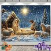 1 Christmas manger Jesus birthday background cloth, multi-functional religious festival decoration, home party studio prop