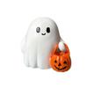 Cute Ghost Halloween Statue Resin Pumpkin Holding Spooky Figurine Home Desktop Decor Cute Ghost Ornament for Halloween