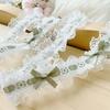 New 1Yard Lace Trim Ribbons Bows & Pleated Handmade Fabric Floral Lace Ribbon Lace Edge Ruffle Trim Baby Shower
