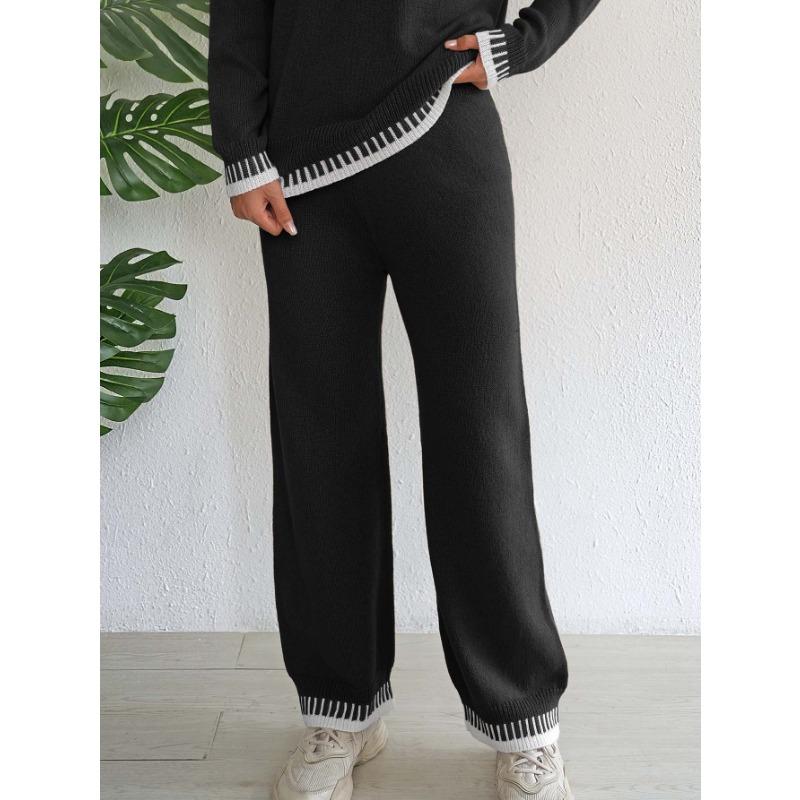 Women S Thick Contrast Stitching Wide Leg Casual Pants