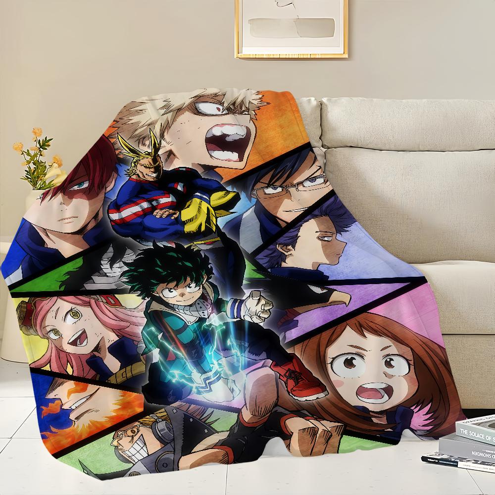 Anime Cool Blanket Flannel Warm Comfort My H-hero A-academia Soft Plush Blanket for Sofa Living Room Office Bedroom Travel Gift