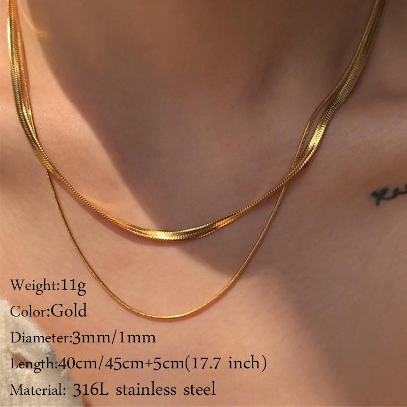 New 2025 Stainless Steel Double Layered Stacking Chain Necklace Women Woman's Choker Jewelry Necklace for Women
