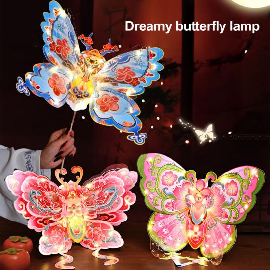 Butterfly Lantern DIY Traditional Handheld Chinese Lantern for Chinese New Year Spring Festival Mid-Autumn Festival Decoration