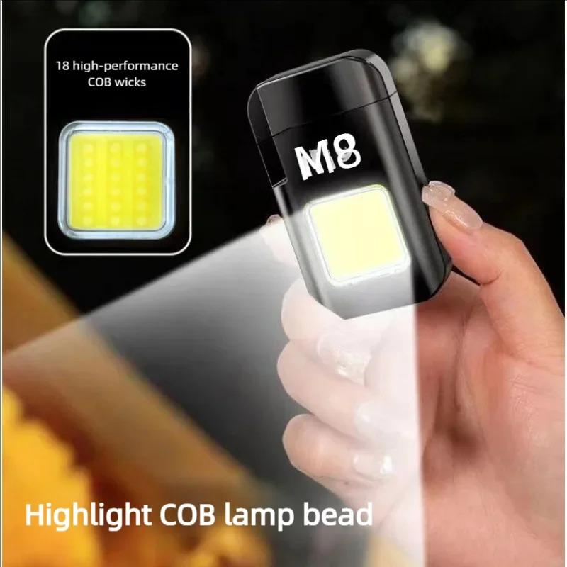 Rechargeable Type-C Interface Waterproof M8 Mini Flashlight Double Arc 2-in-1 COB Work Light Outdoor Strong Light
