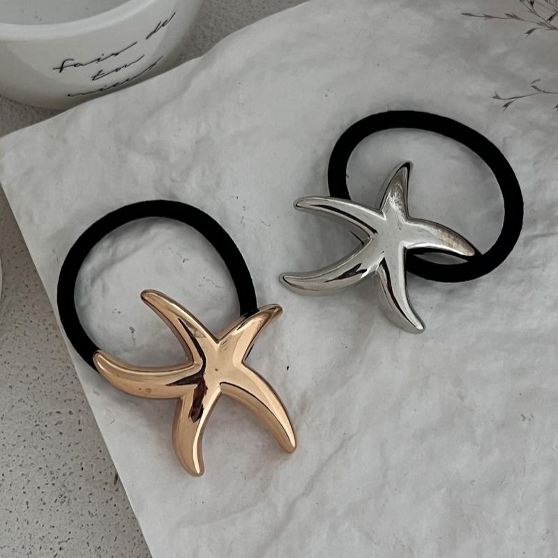 Metal Irregular Shell Starfish Hair Bands for Women Simple Hair Scrunchies Elastic Hair Rope Ponytail Hair Accessories