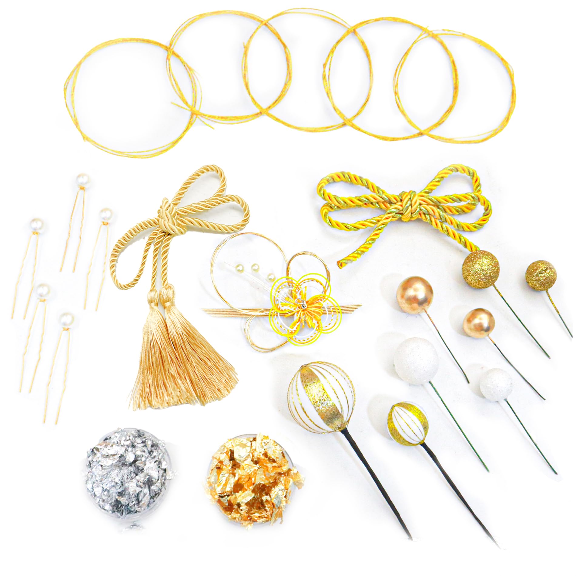 

JZOON Hair Gold and Silver Popular Gold and Silver Hair Perfect for Photo and Japanese and Bridal J0034 Ornament, Coming-of-Age Ceremony, Mizuhiki,