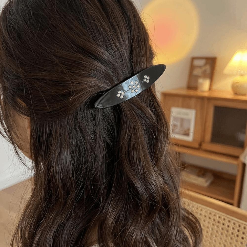 Vintage Acetate Hair Clip Retro Rhinestone Side Bangs Clip Y2K Spring Clip  Gift Presentation