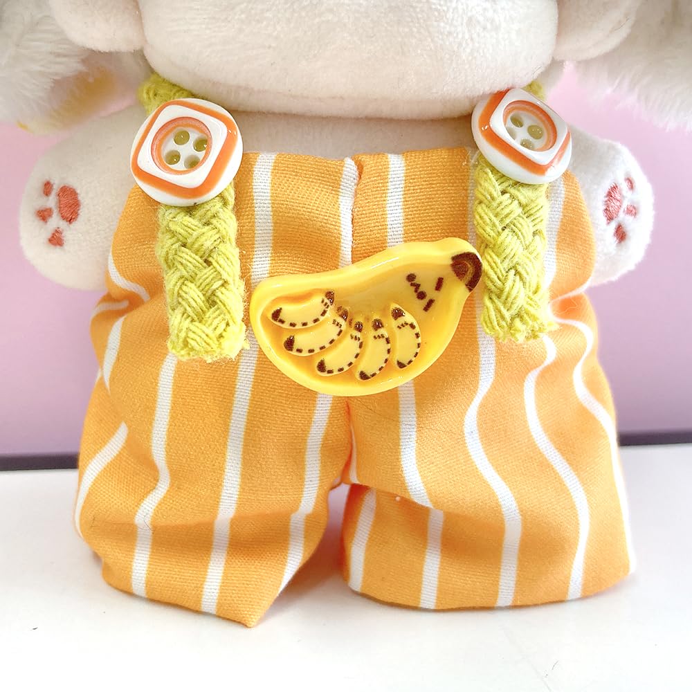 Banana-shaped hat and overalls set for 10cm plush toy, kigurumi accessories, otaku activities, doll mascot, kpopdoll costume [Used]