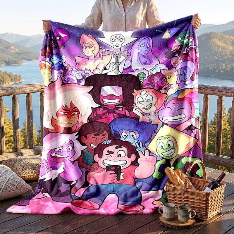 Warm Flannel Blanket Steven Universe Pattern, Lightweight Comfortable Throw Blanket for Bed Sofa Use