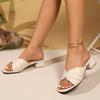 Fashion Ladies Shoes on Sale 2025 Women’s Modern Slippers Summer Square Toe Med Heel Slippers for Fashion Daily Plus Size Dress Sandals