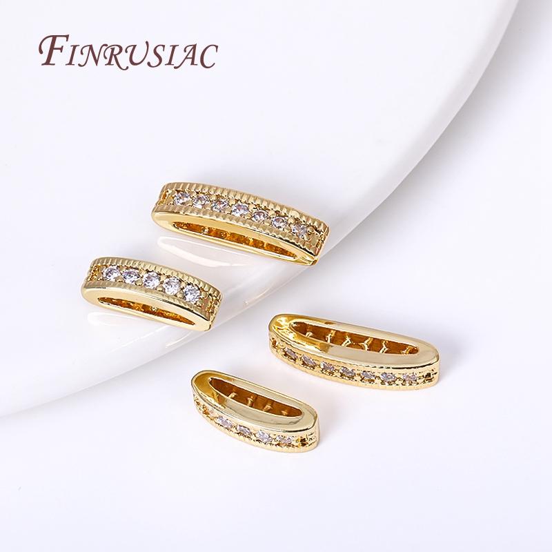 Inlaid Zircon Beads Separators Jewelry Making Supplies DIY Beading Jewellery 18K Gold Plated 2/3 Holes Oval Separators For Beads